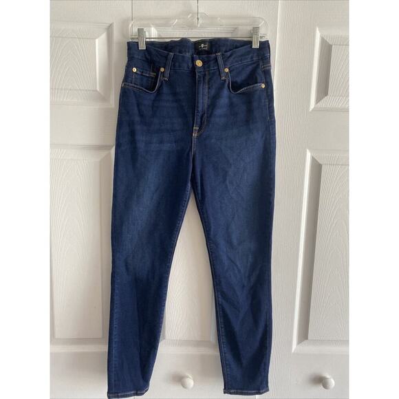 7‎ For All Mankind Women's 30 Dark Wash High Waist Ankle Skinny Denim Jeans - Picture 1 of 6